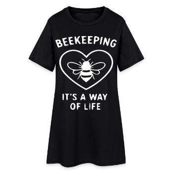 Bienenhaltung: Herz als Lebensweg - Frauen T-Shirt-Kleid - Schwarz - Vorne