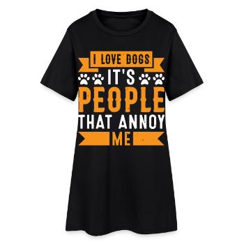 HundeLiebe - Frauen T-Shirt-Kleid - Schwarz - Vorne