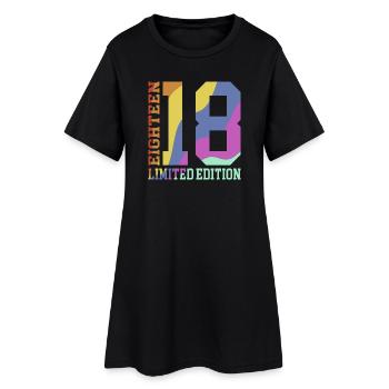 18. Geburtstag Geschenk Regenbogen - Frauen T-Shirt-Kleid - Schwarz - Vorne