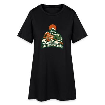 Nimm den landschaftlichen Weg - Frauen T-Shirt-Kleid - Schwarz - Vorne