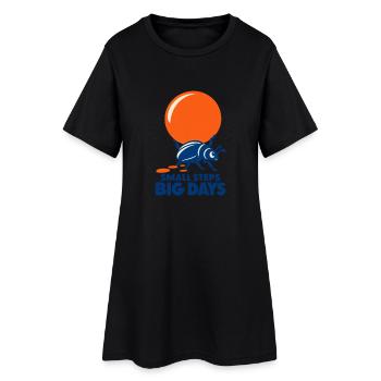 Kleine Schritte, Große Tage - Frauen T-Shirt-Kleid - Schwarz - Vorne