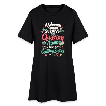 Quilt-Besties Nähen - Frauen T-Shirt-Kleid - Schwarz - Vorne