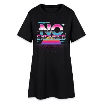 No Excuses Motivationsspruch Synthwave - Frauen T-Shirt-Kleid - Schwarz - Vorne