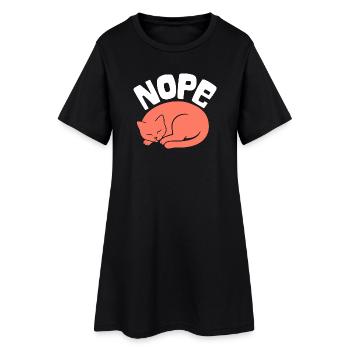 Schlafende Katze – Nope - Frauen T-Shirt-Kleid - Schwarz - Vorne