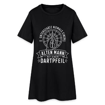 Alter Mann mit Dartpfeil - Frauen T-Shirt-Kleid - Schwarz - Vorne