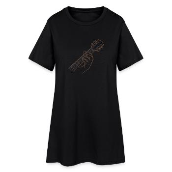 Gitarren-Griffbrett Handlinien-Kunst-Musiker-Tee - Frauen T-Shirt-Kleid - Schwarz - Vorne
