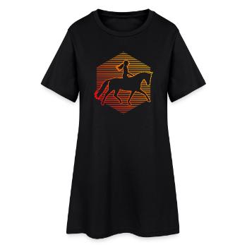 Geschenkidee für eine Springreiterin mit Reitsport - Frauen T-Shirt-Kleid - Schwarz - Vorne