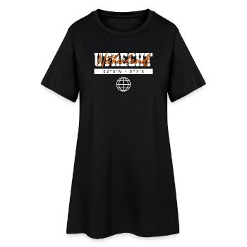Utrecht Niederlande Koordinaten Reise Souvenir - Frauen T-Shirt-Kleid - Schwarz - Vorne