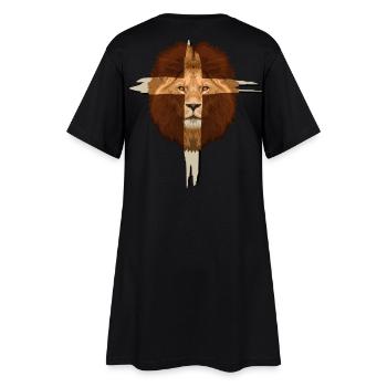 Löwe Kreuz Christliches Geschenk - Frauen T-Shirt-Kleid - Schwarz - Hinten