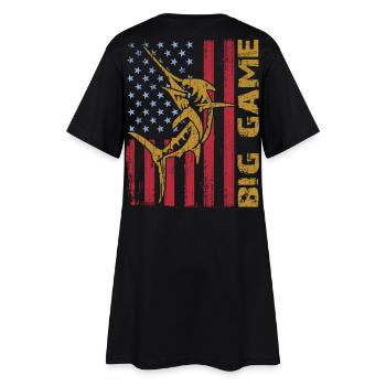 Jumping Marlin with US flag Deep Sea Fishing - Women’s T-Shirt Dress - black - Back