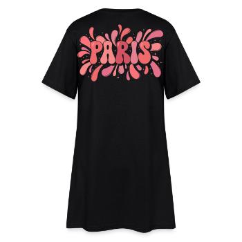 París Rosé Splash Pop-Art - Frauen T-Shirt-Kleid - Schwarz - Hinten