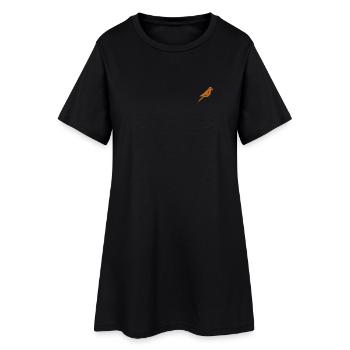 Perroquet brodé - Robe T-shirt Femme - noir - Devant
