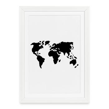 weltkarte klein - Framed poster (27 × 37 cm) - white - Front