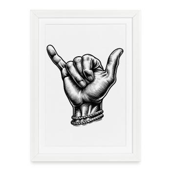 Détendez-vous la main du surfeur - Affiche encadrée (27 × 37 cm) - blanc - Devant