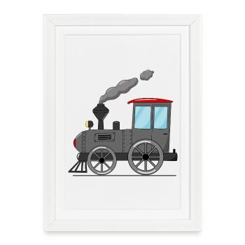 Train pour enfants gris - Affiche encadrée (27 × 37 cm) - blanc - Devant