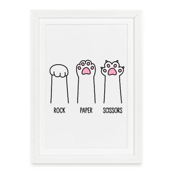 Roche Papier Ciseaux - Affiche encadrée (27 × 37 cm) - blanc - Devant