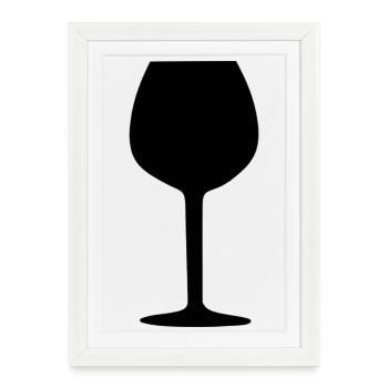 Verre de vin Cadeau de vin Black Grapevine - Affiche encadrée (27 × 37 cm) - blanc - Devant