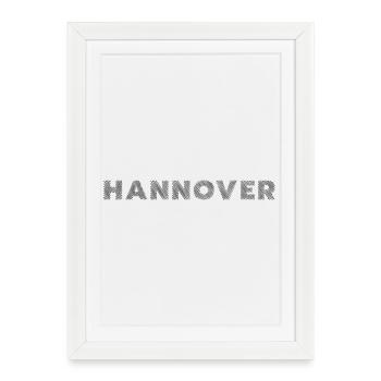 Hanovre Lettrage de la ville allemande de Basse-Saxe - Affiche encadrée (27 × 37 cm) - blanc - Devant