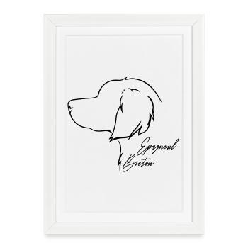 Epagneul Breton Profile Dogs Dog Wilsigns - Framed poster (27 × 37 cm) - white - Front