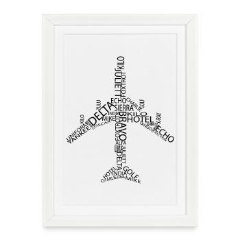 Avion B747 - Affiche encadrée (27 × 37 cm) - blanc - Devant
