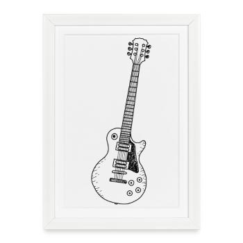 Guitare - Les Paul - Musique - Rétro - Affiche encadrée (27 × 37 cm) - blanc - Devant