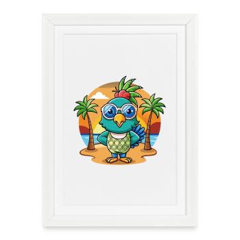 Peacock Funny Cartoon Summer Beach Sunglasses - Framed poster (27 × 37 cm) - white - Front