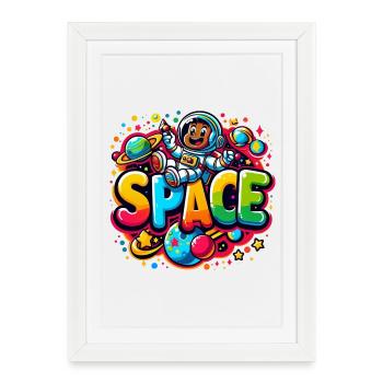 Enfant astronaute de l’espace - Affiche encadrée (27 × 37 cm) - blanc - Devant