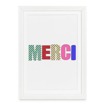 MERCI - Affiche encadrée (27 × 37 cm) - blanc - Devant