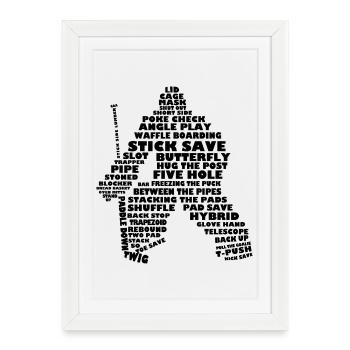 Langue de hockey (version Gardien de but, - Affiche encadrée (27 × 37 cm) - blanc - Devant