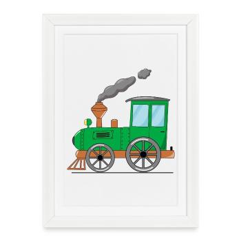 Train pour enfants chemin de fer vert - Affiche encadrée (27 × 37 cm) - blanc - Devant