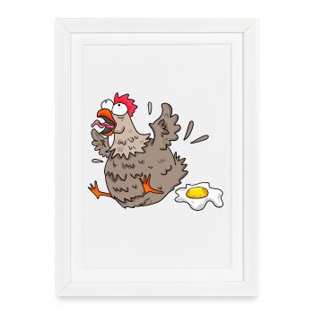 Funny chicken - Framed poster (27 × 37 cm) - white - Front