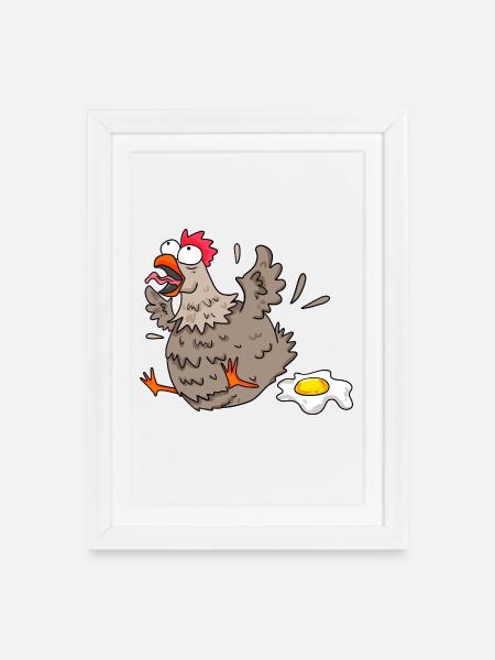 Funny chicken - Framed poster (27 × 37 cm) - white