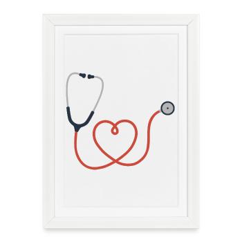 Symbole de l’icône du logo du stéthoscope - Affiche encadrée (27 × 37 cm) - blanc - Devant