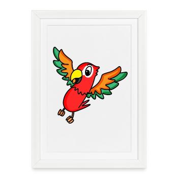 perroquet - Affiche encadrée (27 × 37 cm) - blanc - Devant