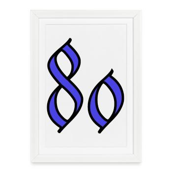 80. 80 ANS. 80e ANNIVERSAIRE. ANNIVERSAIRE 80 ANS. - Affiche encadrée (27 × 37 cm) - blanc - Devant