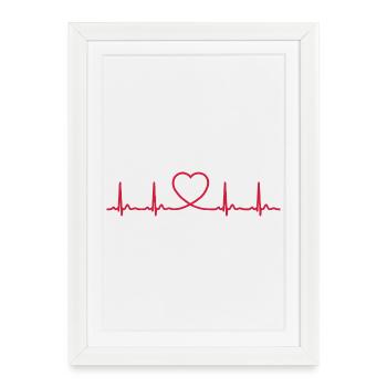 Heartbeat ECG Line Medical Pulse Wave Icon Vector - Framed poster (27 × 37 cm) - white - Front