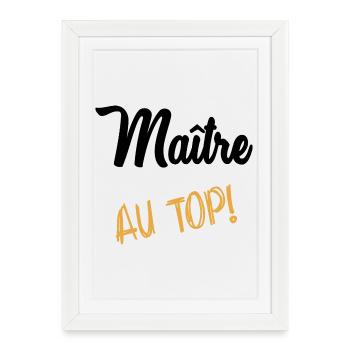 MAÎTRE. MAITRE. MERCI. MERCI MAÎTRE - Affiche encadrée (27 × 37 cm) - blanc - Devant
