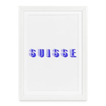 SUISSE. PAYS. GENEVE. SUISSE. HUMOUR. PAYS - Affiche encadrée (27 × 37 cm) - blanc - Devant