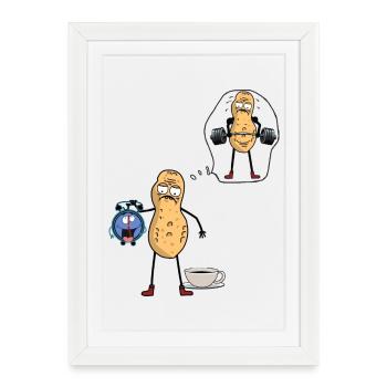 Peanut Morning Grouch Early Bird Bodybuilder - Framed poster (27 × 37 cm) - white - Front