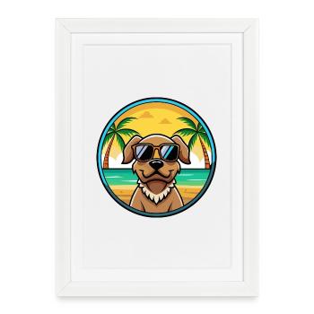 Pudelpointer Chien Race Dessin Animé Lunettes De Soleil Plage - Affiche encadrée (27 × 37 cm) - blanc - Devant