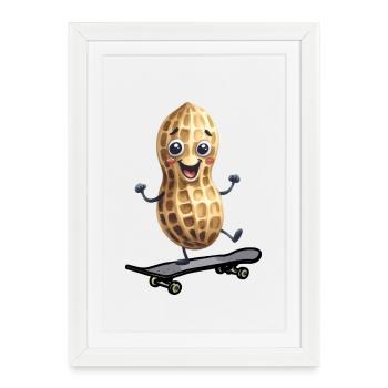 Peanut Peanuts Skater Skate Skateboard Kids - Framed poster (27 × 37 cm) - white - Front