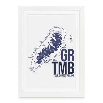 Tour du Mont Blanc TMB Trek Randonnée Alpes - Affiche encadrée (27 × 37 cm) - blanc - Devant