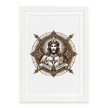 Jesus Christ Antiq Logo - Framed poster (27 × 37 cm) - white - Front
