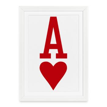 Poker Playing Card Heart As - Framed poster (27 × 37 cm) - white - Front