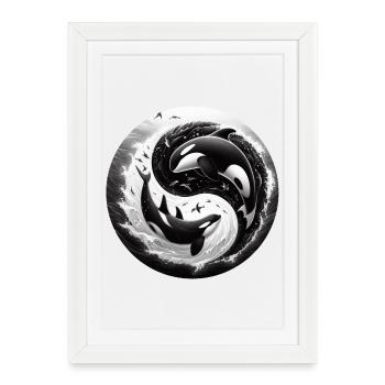 Orque Yin et Yang - Affiche encadrée (27 × 37 cm) - blanc - Devant