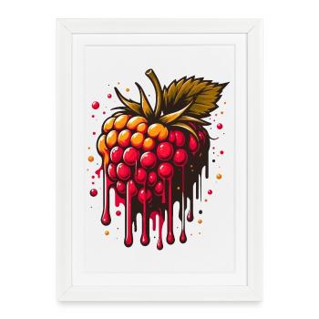 Two-tone dripping raspberry - Framed poster (27 × 37 cm) - white - Front