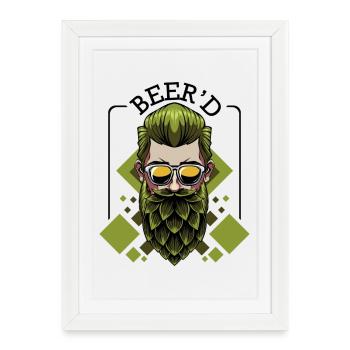 Beer'd Beer Brew Beard Pun Brewer Gift - Affiche encadrée (27 × 37 cm) - blanc - Devant