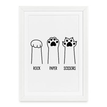 Roche Papier Ciseaux - Affiche encadrée (27 × 37 cm) - blanc - Devant