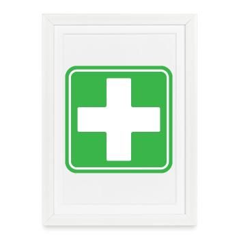 First Aid Medical Cross Safety Sign Vector Icon - Framed poster (27 × 37 cm) - white - Front