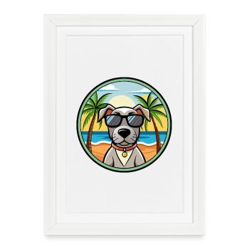 Old Danish Pointer Dog Breed Cartoon Sunglasses - Framed poster (27 × 37 cm) - white - Front